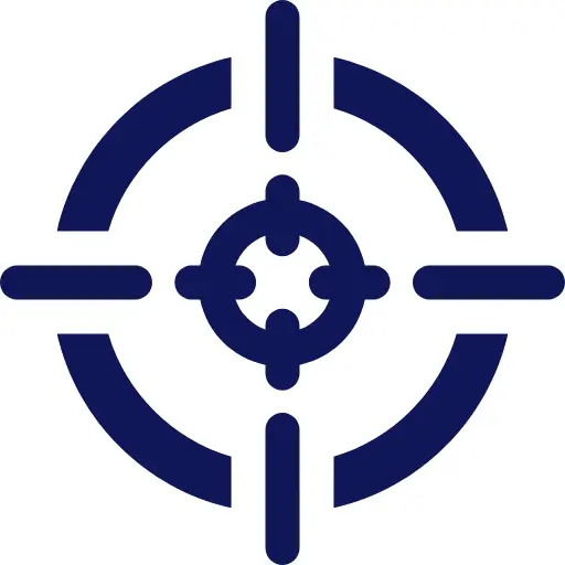 Simple target icon with crosshairs in navy blue